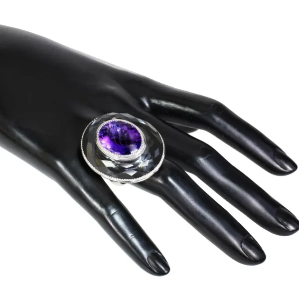 Amethyst Jewelry | Designer Rings*Alex Soldier Silver Galactica Ring with Amethyst, Hematite & Quartz