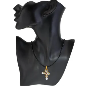For Men | Pendants*Alex Soldier Silver Golden Byzantine Cross Pendant with Gemstones