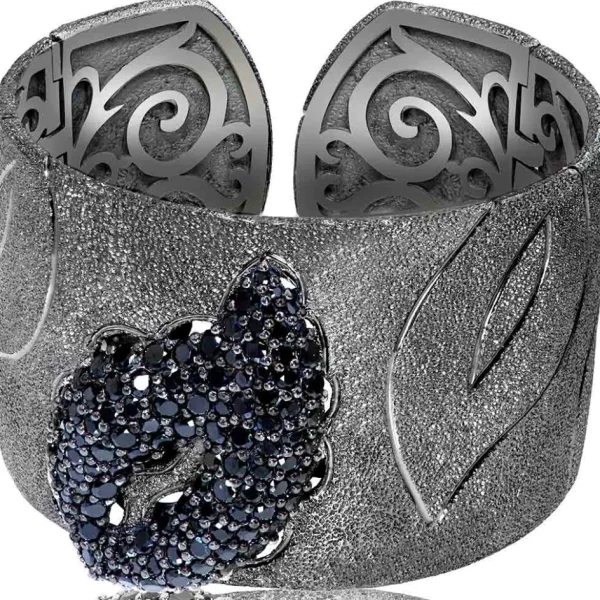 Cuff Bracelets*Alex Soldier Silver Leaf Cuff Bracelet with Spinel