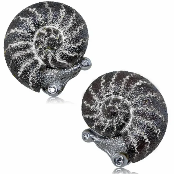 Diamond Earrings | Stud Earrings*Alex Soldier Silver Little Snail Earrings with Silvermist Diamonds