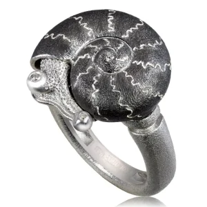 Designer Rings | Silver Rings*Alex Soldier Silver Little Snail Ring with Diamonds