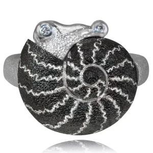Designer Rings | Silver Rings*Alex Soldier Silver Little Snail Ring with Diamonds