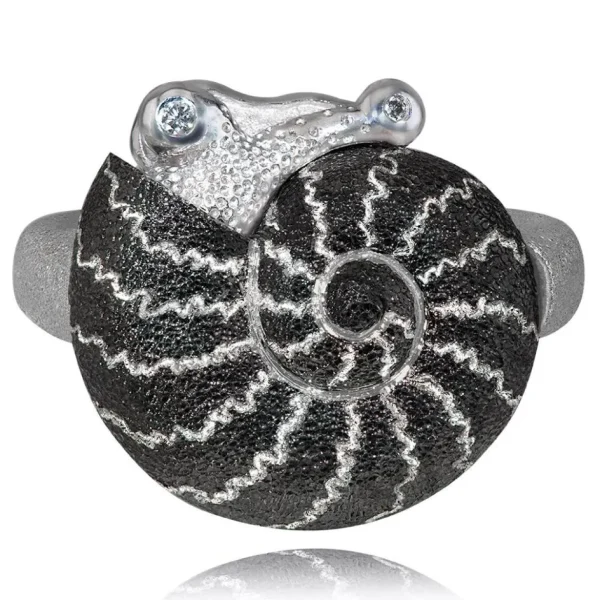 Designer Rings | Silver Rings*Alex Soldier Silver Little Snail Ring with Diamonds