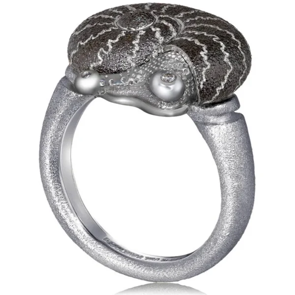 Designer Rings | Silver Rings*Alex Soldier Silver Little Snail Ring with Diamonds