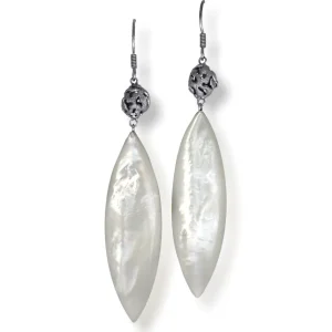 Pearl Earrings | Drop Dangle Earrings*Alex Soldier Silver Meteorite Drop Earrings with Mother Of Pearl
