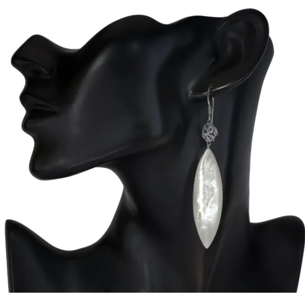 Pearl Earrings | Drop Dangle Earrings*Alex Soldier Silver Meteorite Drop Earrings with Mother Of Pearl