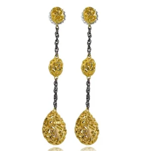 Drop Dangle Earrings*Alex Soldier Silver Meteorite Long Drop Earrings