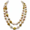 Pearl Necklaces*Alex Soldier Silver Meteorite Necklace with Golden Pearls