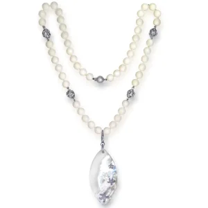 Pearl Necklaces*Alex Soldier Silver Meteorite Necklace with Mother of Pearl & Coral