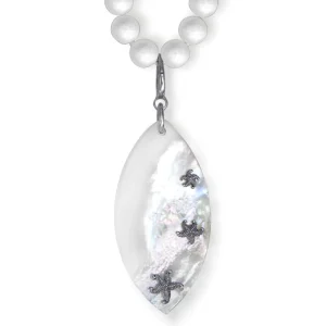 Pearl Necklaces*Alex Soldier Silver Meteorite Necklace with Mother of Pearl & Coral
