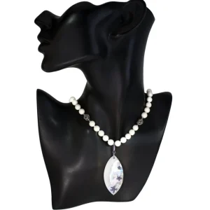 Pearl Necklaces*Alex Soldier Silver Meteorite Necklace with Mother of Pearl & Coral