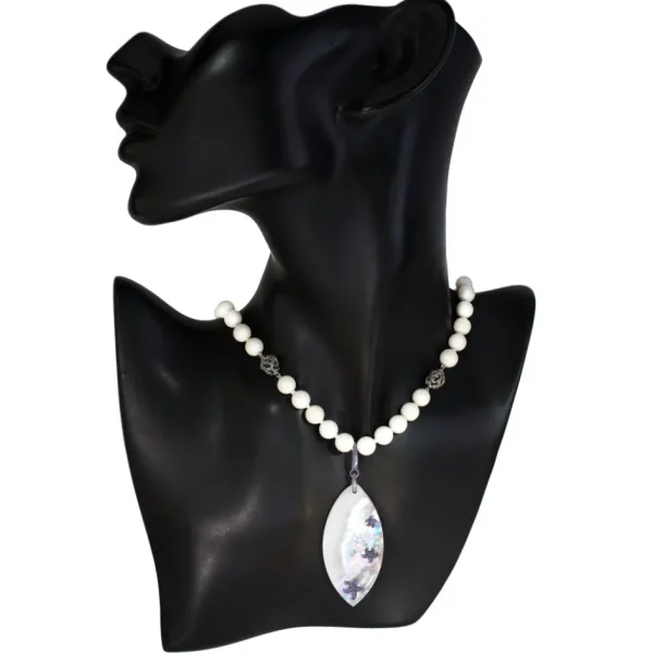 Pearl Necklaces*Alex Soldier Silver Meteorite Necklace with Mother of Pearl & Coral