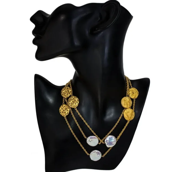 Pearl Necklaces*Alex Soldier Silver Moneta Necklace with Natural Coin Pearl