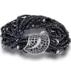 Beaded Bracelets*Alex Soldier Silver Sunflower Leaf Bracelet with Black Spinel