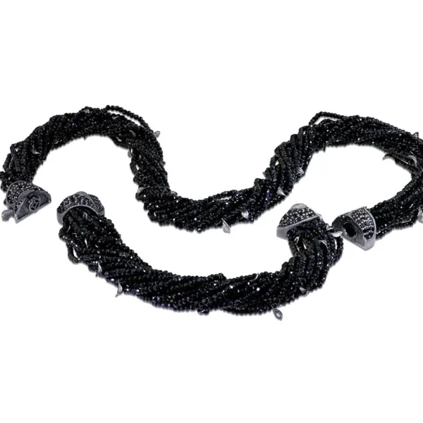 Beaded Bracelets*Alex Soldier Silver Sunflower Leaf Bracelet with Black Spinel