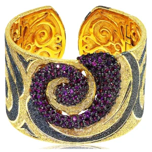 Cuff Bracelets*Alex Soldier Silver Swirl Cuff Bracelet with Rhodolite Garnets