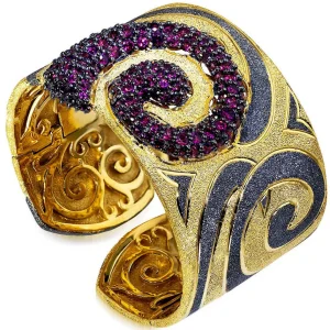 Cuff Bracelets*Alex Soldier Silver Swirl Cuff Bracelet with Rhodolite Garnets