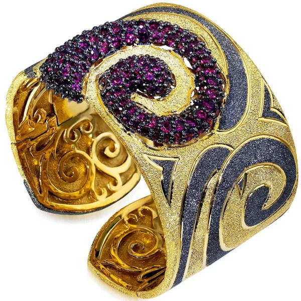 Cuff Bracelets*Alex Soldier Silver Swirl Cuff Bracelet with Rhodolite Garnets