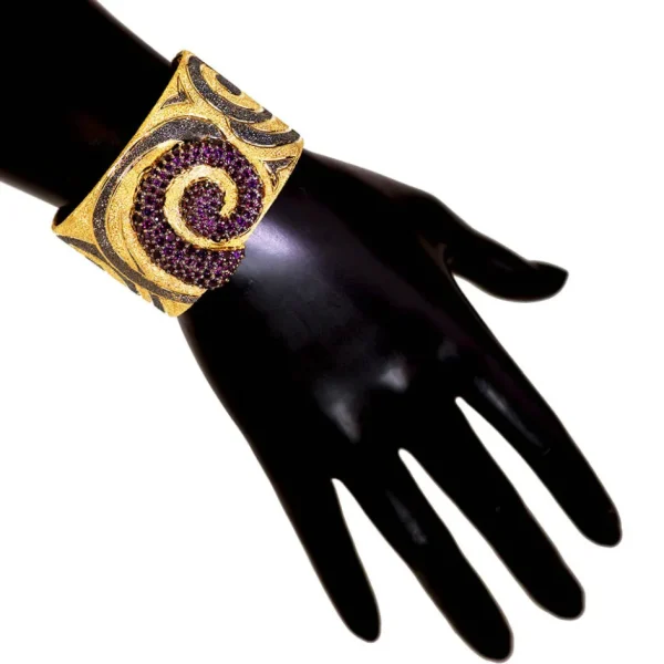 Cuff Bracelets*Alex Soldier Silver Swirl Cuff Bracelet with Rhodolite Garnets