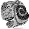Cuff Bracelets*Alex Soldier Silver Swirl Pattern Cuff Bracelet with Black Spinel