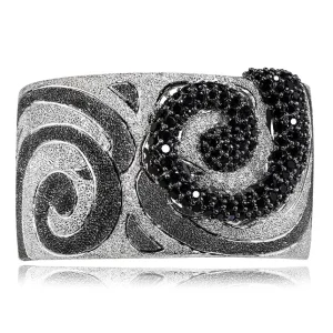 Cuff Bracelets*Alex Soldier Silver Swirl Pattern Cuff Bracelet with Black Spinel