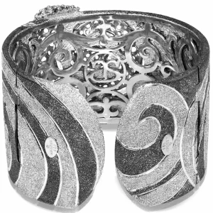 Cuff Bracelets*Alex Soldier Silver Swirl Pattern Cuff Bracelet with White Topaz