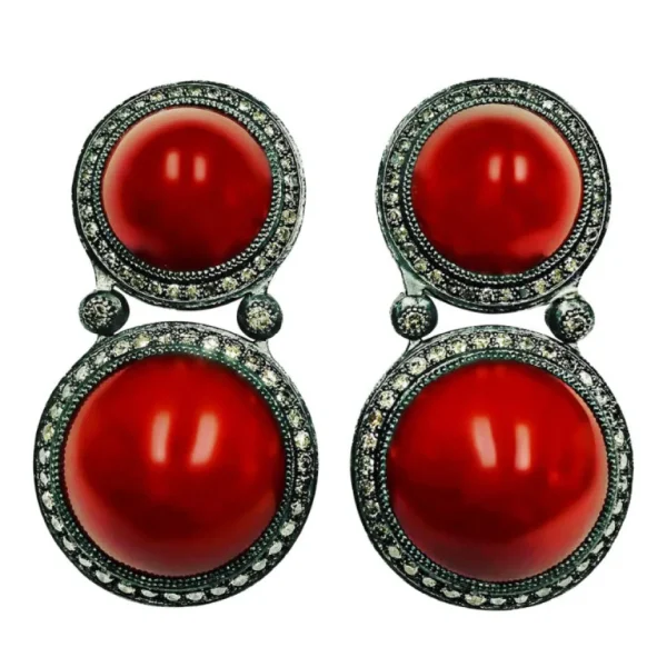 Stud Earrings | Diamond Earrings*Alex Soldier Silver Symbolica Clip-on Earrings with Carnelian & Diamonds