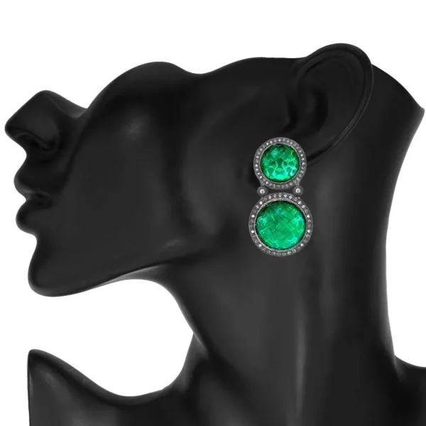 Drop Dangle Earrings*Alex Soldier Silver Symbolica Drop Earring with Green Agate & Topaz