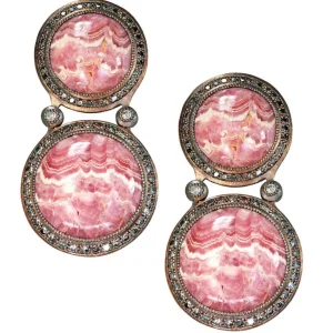 Diamond Earrings | Stud Earrings*Alex Soldier Silver Symbolica Earrings with Rhodochrosite & Diamonds