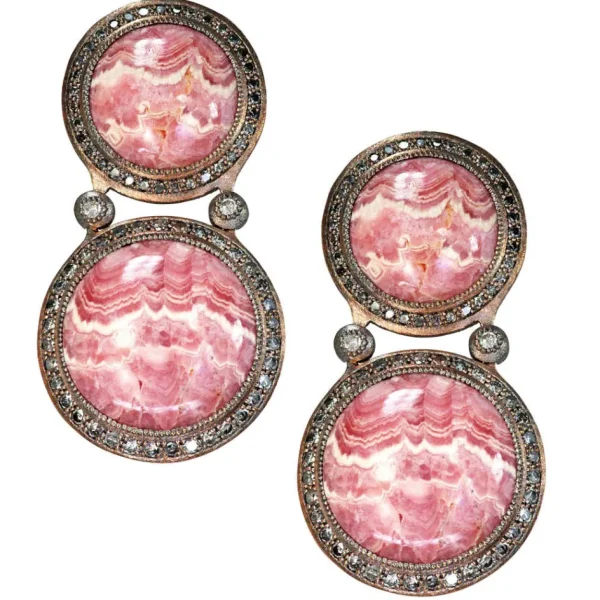 Diamond Earrings | Stud Earrings*Alex Soldier Silver Symbolica Earrings with Rhodochrosite & Diamonds