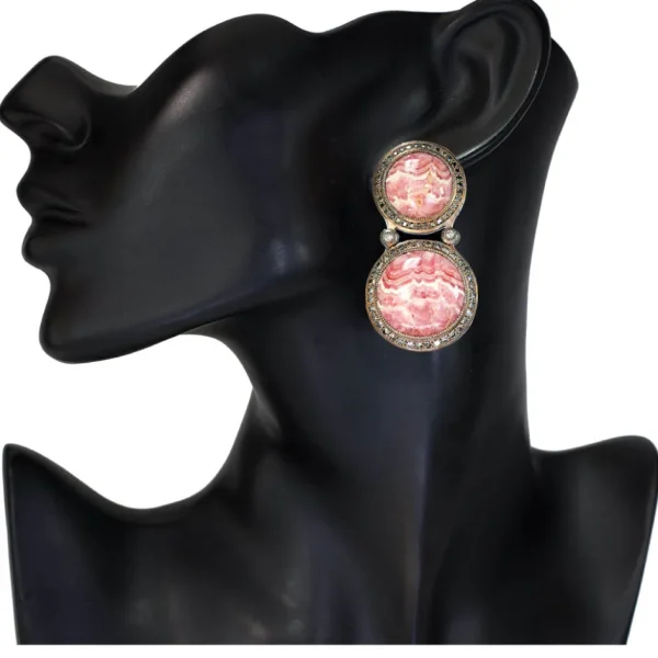 Diamond Earrings | Stud Earrings*Alex Soldier Silver Symbolica Earrings with Rhodochrosite & Diamonds