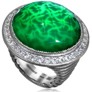 Designer Rings | Silver Rings*Alex Soldier Silver Symbolica Ring with Green Agate Quartz & Topaz