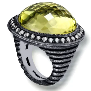 Designer Rings | Silver Rings*Alex Soldier Silver Symbolica Ring with Lemon Quartz & Diamonds