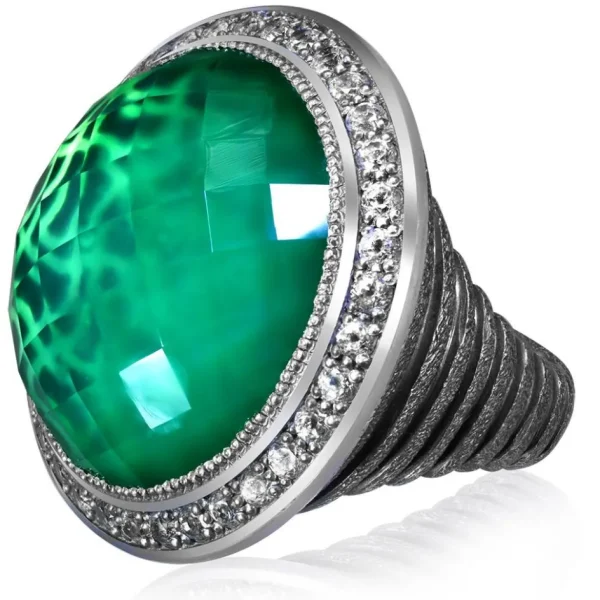 Designer Rings | Silver Rings*Alex Soldier Silver Symbolica Ring with Green Agate Quartz & Topaz