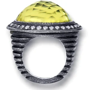 Designer Rings | Silver Rings*Alex Soldier Silver Symbolica Ring with Lemon Quartz & Diamonds