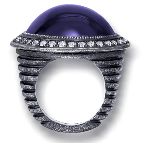 Amethyst Jewelry | Designer Rings*Alex Soldier Silver Symbolica Ring with Japanese Amethyst & Topaz