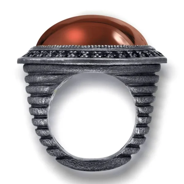 Designer Rings | Silver Rings*Alex Soldier Silver Symbolica Ring with Carnelian & Black Spinel