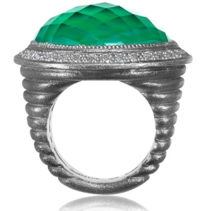 Designer Rings | Silver Rings*Alex Soldier Silver Symbolica Ring with Green Agate Quartz & Topaz