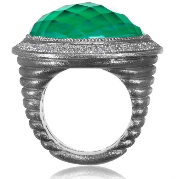 Designer Rings | Silver Rings*Alex Soldier Silver Symbolica Ring with Green Agate Quartz & Topaz