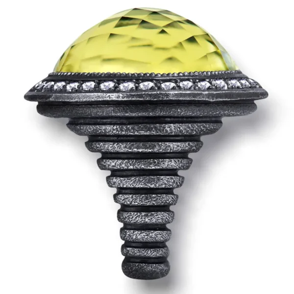 Designer Rings | Silver Rings*Alex Soldier Silver Symbolica Ring with Lemon Quartz & Diamonds