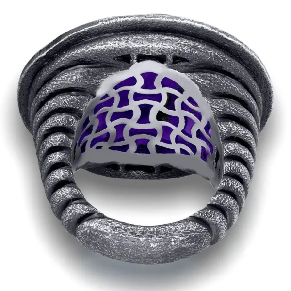 Amethyst Jewelry | Designer Rings*Alex Soldier Silver Symbolica Ring with Japanese Amethyst & Topaz
