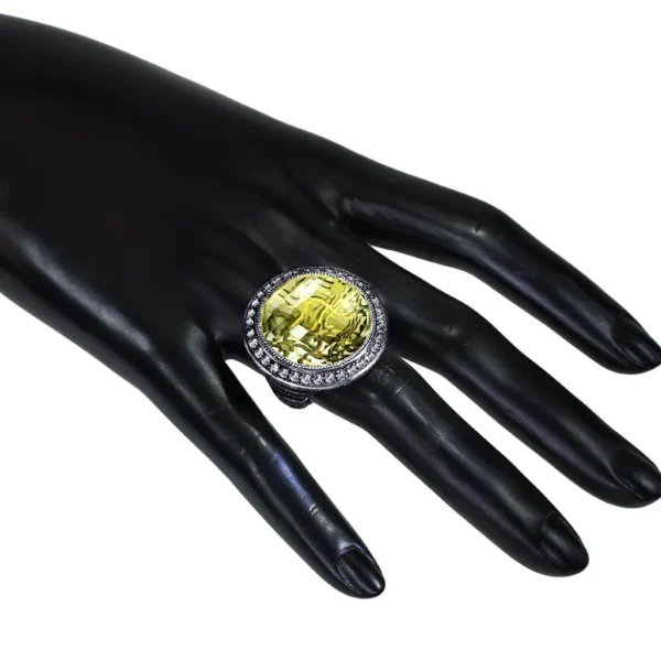 Designer Rings | Silver Rings*Alex Soldier Silver Symbolica Ring with Lemon Quartz & Diamonds