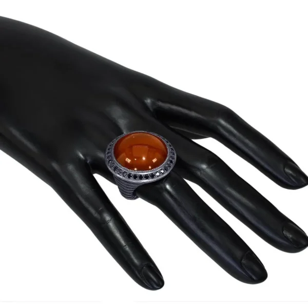 Designer Rings | Silver Rings*Alex Soldier Silver Symbolica Ring with Carnelian & Black Spinel