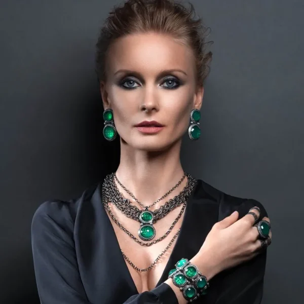 Designer Rings | Silver Rings*Alex Soldier Silver Symbolica Ring with Green Agate Quartz & Topaz