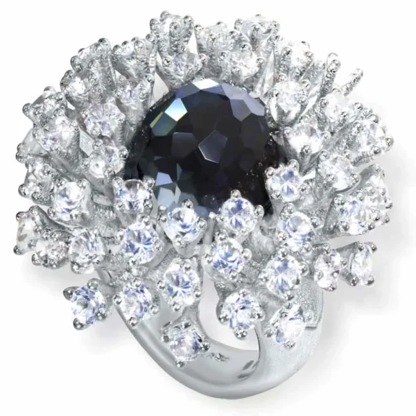 Designer Rings | Silver Rings*Alex Soldier Sterling Silver Astra Ring with Hematite & Topaz