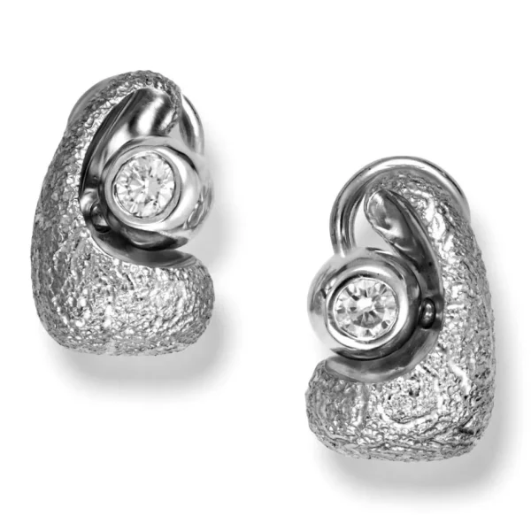 Diamond Earrings | Stud Earrings*Alex Soldier White Gold Modern Art Earrings with Diamonds