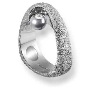 Designer Rings*Alex Soldier White Gold Modern Art Ring with Diamond